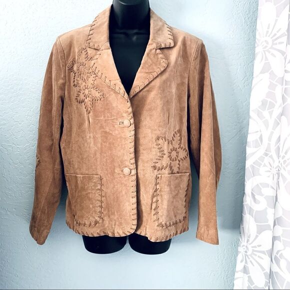 Coldwater Creek Tan Suede Jacket Size Large - Picture 1 of 15
